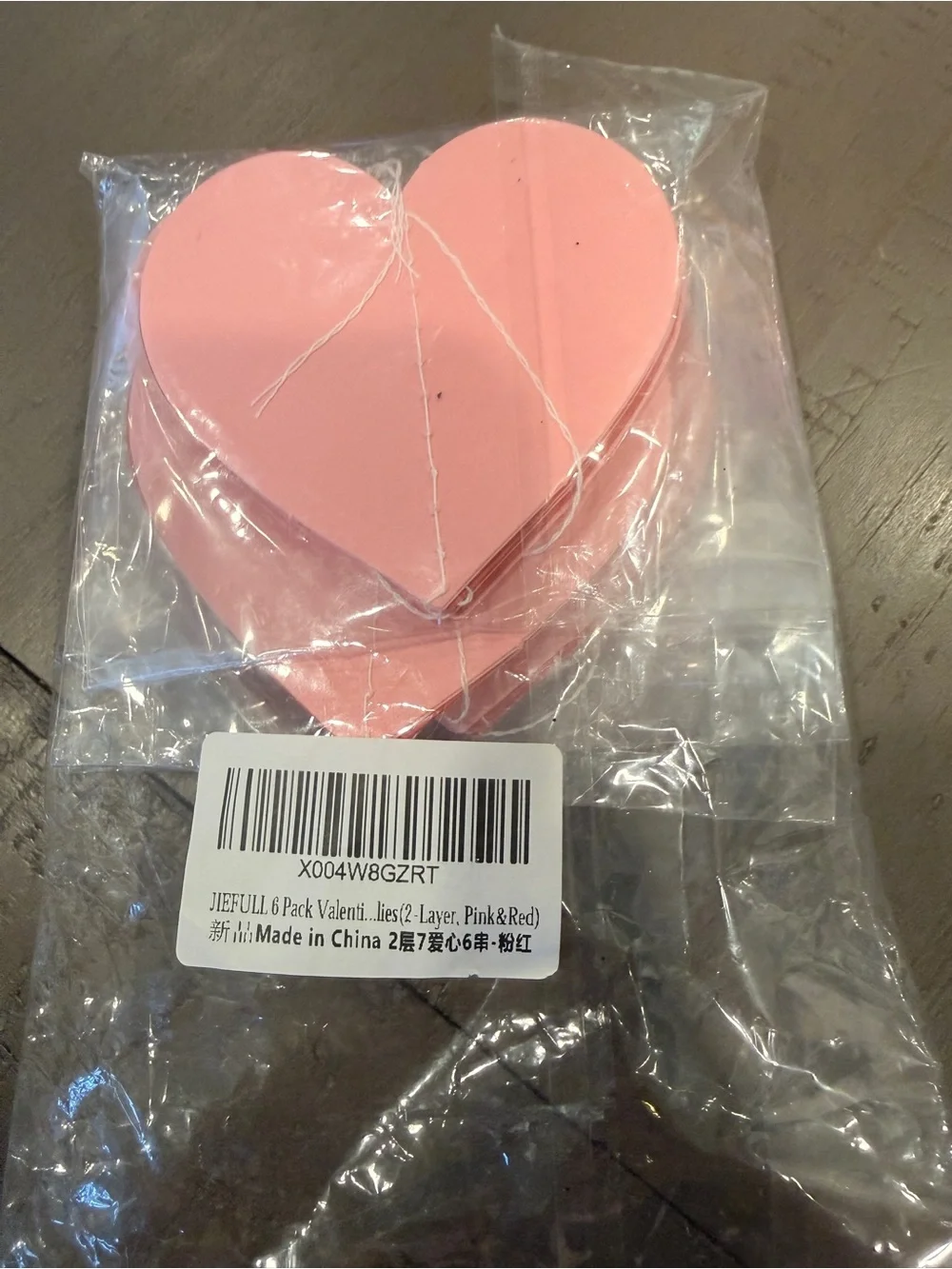 5/$25 Amazon 3D Heart Garland - Valentine Party Hanging Decor (6 Pack)